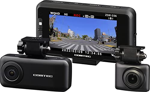 コムテック 車用 前後2カメラ ドライブレコーダー ZDR036 前後370万画素 WQHD ドップラーセンサーによる駐車監視動体検知機能 GPS搭載 後続車両接近お知らせ機能 安全運転支援機能搭載 高速起動 [出張取付サービス対応]